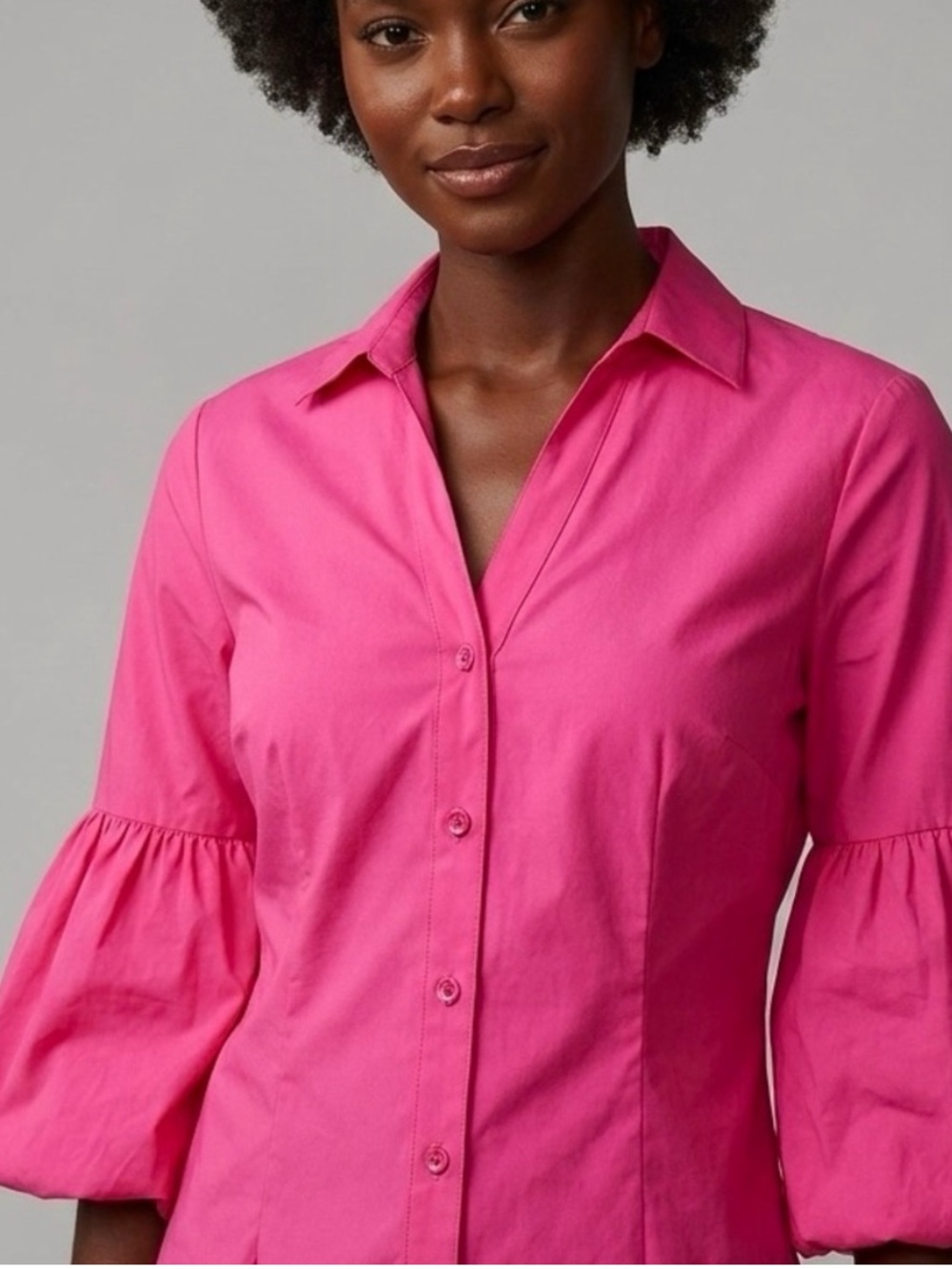 ALISON SHERI Hot Pink
Button-Front Blouse with Bell
Sleeves - NWT - Size M